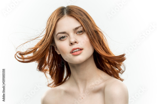 red-haired woman on her hair