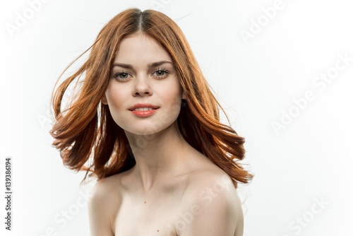 woman with bare shoulders  clean skin