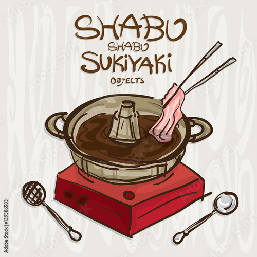 shabu sukiyaki objects drawing graphic  design illustrate
