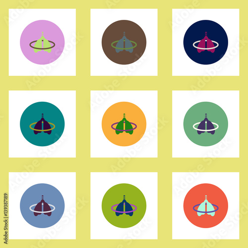 Collection of stylish vector icons in colorful circles inflammation lungs