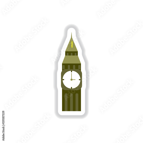Vector illustration in paper sticker style big ben