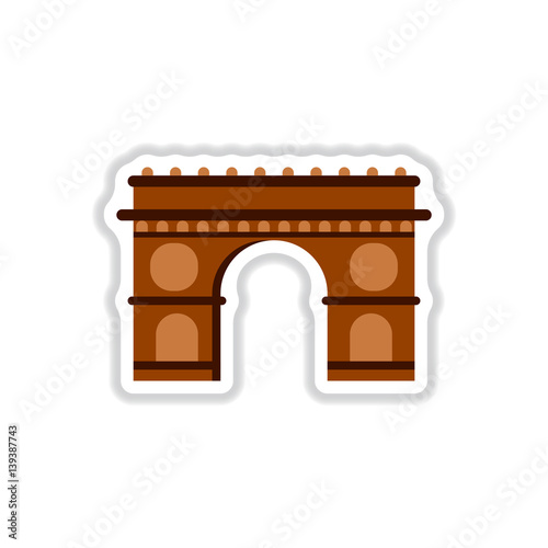 Vector illustration in paper sticker style Triumphal arch architecture