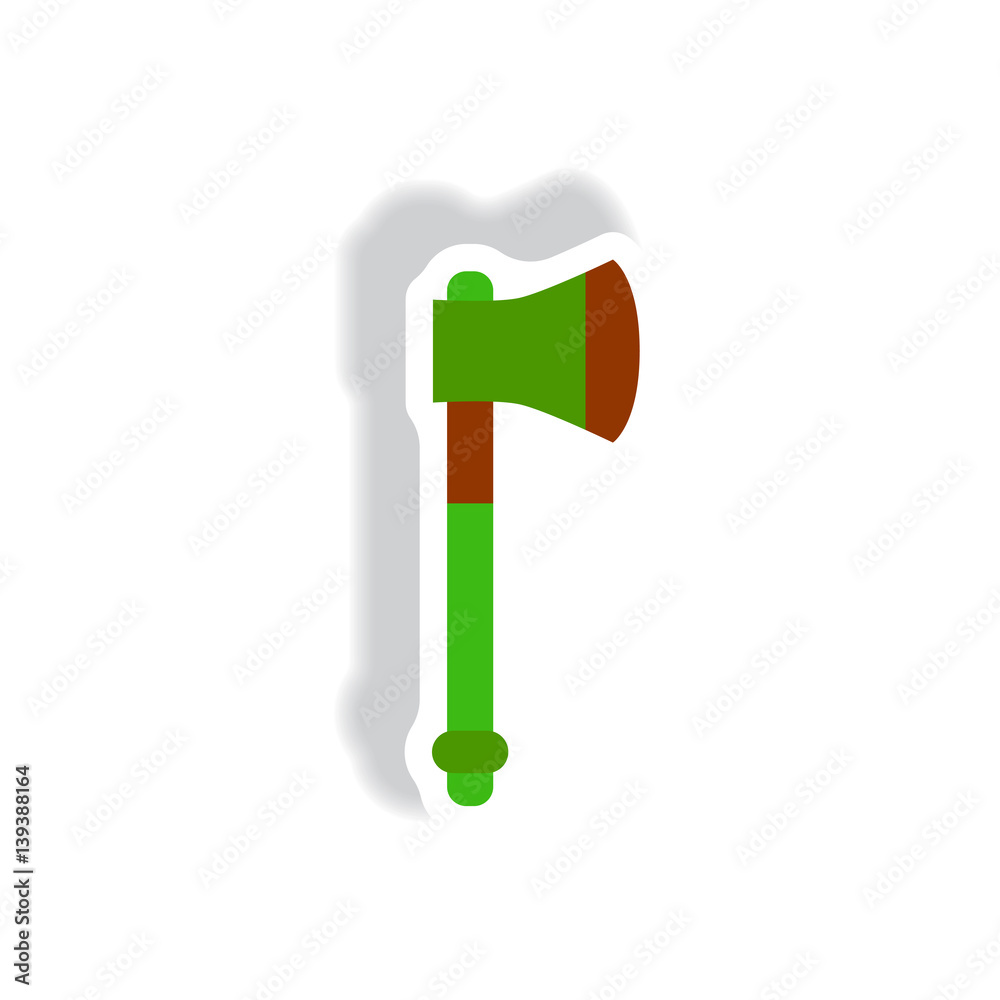 stylish icon in paper sticker style steel ax stylish icon in paper sticker style steel ax