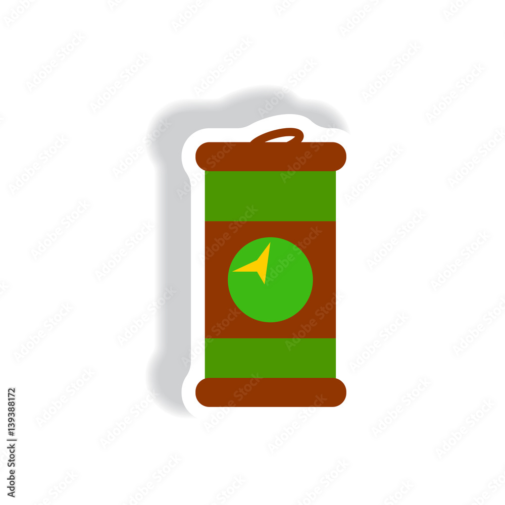 stylish icon in paper sticker style iron barrel
