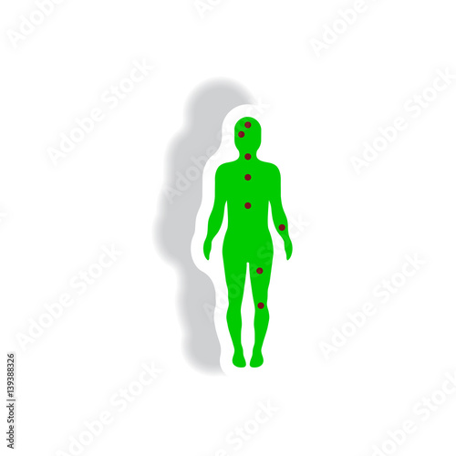 stylish icon in paper sticker style Ebola symptoms pain