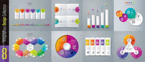 Infographics design vector and business icons with 3, 4, 5, 6, 10 options.