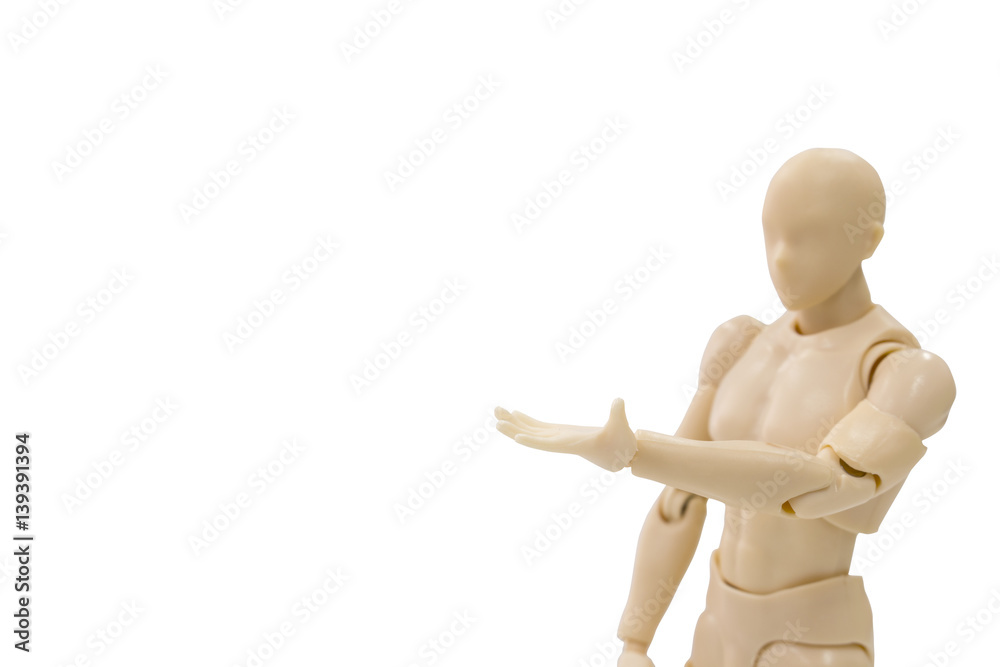 Plastic Model lifting arm isolate on white background with clipping path Plastic Model lifting arm isolate on white background with clipping path