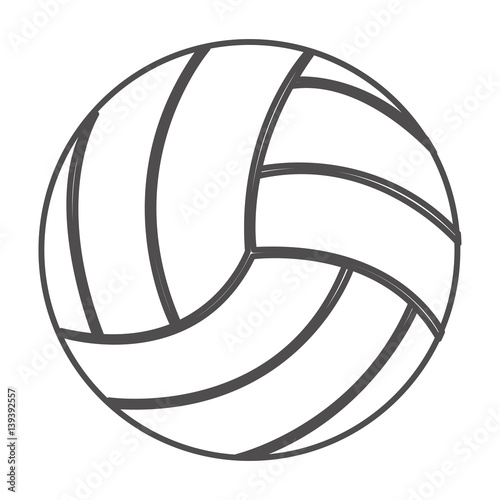 grayscale contour with volleyball ball vector illustration