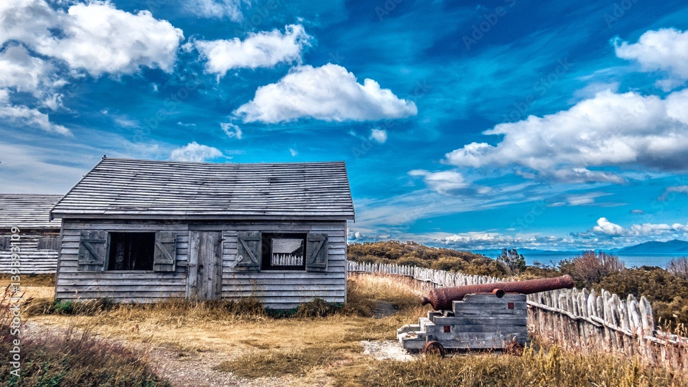 Εκτύπωση καμβά Chapel of the Fort Bulnes in the Strait of Magellan, Patagonia, Punta Arenas, Ch
