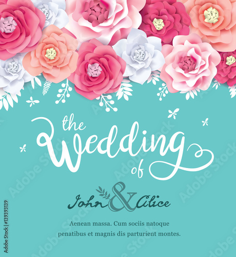 Wedding invitation card with blossom flowers © littleWhale