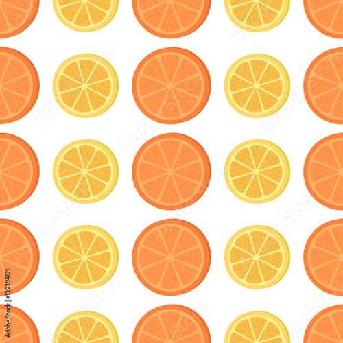 Seamless pattern with lemon and orange, vector illustration background