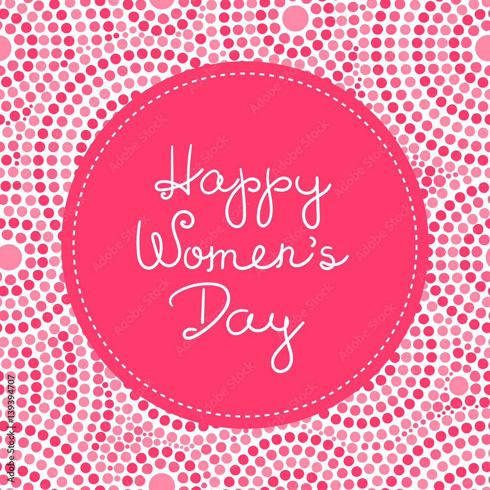 International woman day card template vector. 8 March greeting background or banner in pink color with female abstract pattern.