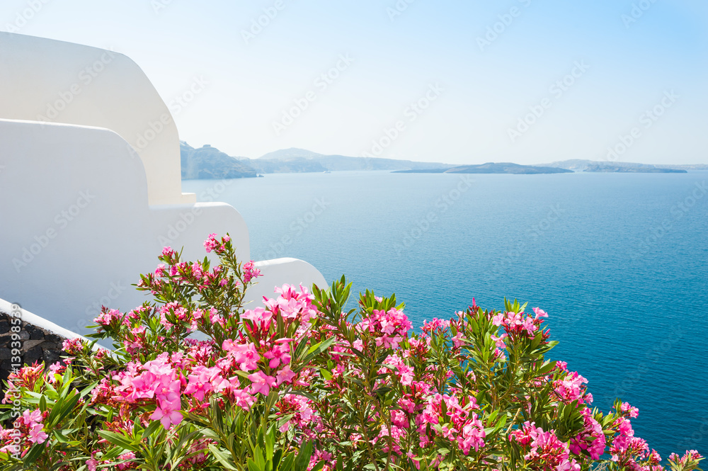Santorini island, Greece. Summer landscape, sea view