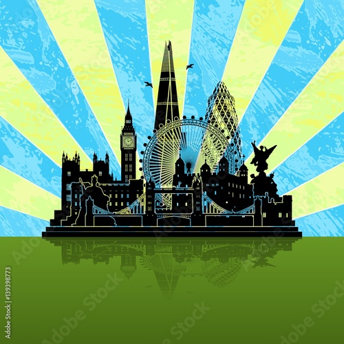 London England skyline tattoo walltattoo sightseeing city tour shadow - Schattenriss Tatoo Wandtatoo Sehenswürdigkeiten Stadtrundfahrt Stadtbesichtigung