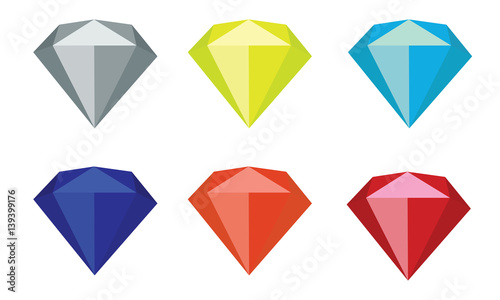 different color diamonds and gems vector