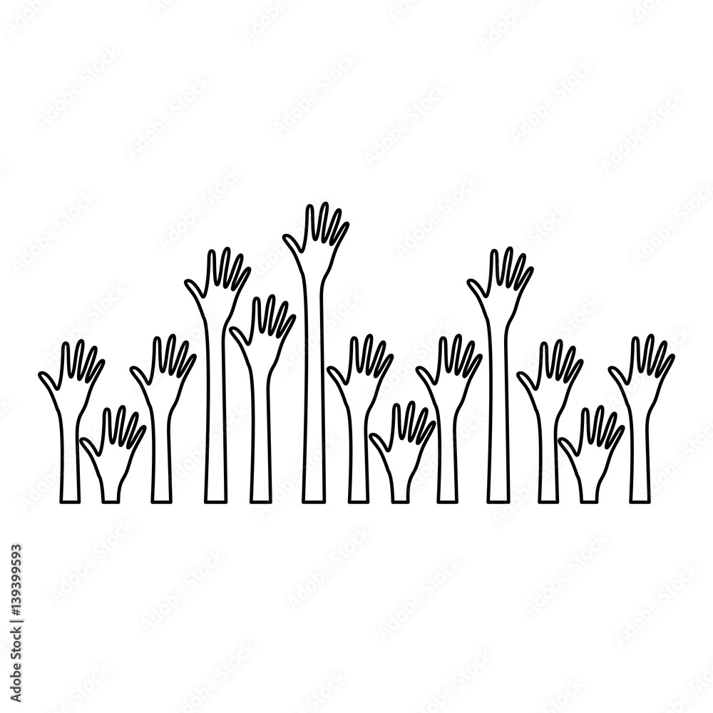 silhouette set hands up and opened icon vector illustration silhouette set hands up and opened icon vector illustration