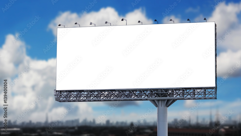 Fotografie Blank billboard in the city with blue sky