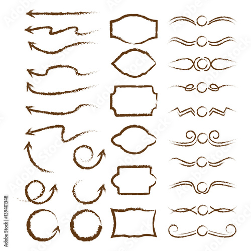 Vector set elements for design and page decoration. Set of dividers, frames, arrows for your ideas.