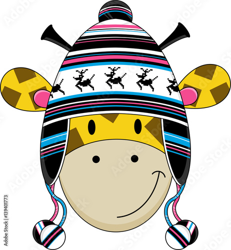 Cute Cartoon Wooly Hat Giraffe