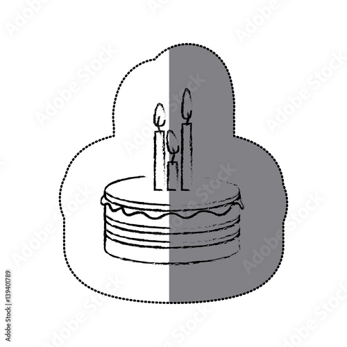 sticker blurred silhouette birthday cake with candles vector illustration