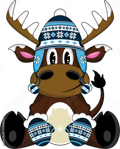 Cute Cartoon Wooly hat Reindeer