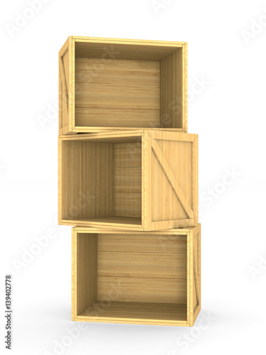 Fototapeta Naklejka Na Ścianę i Meble -  wooden boxes. Isolated 3D image