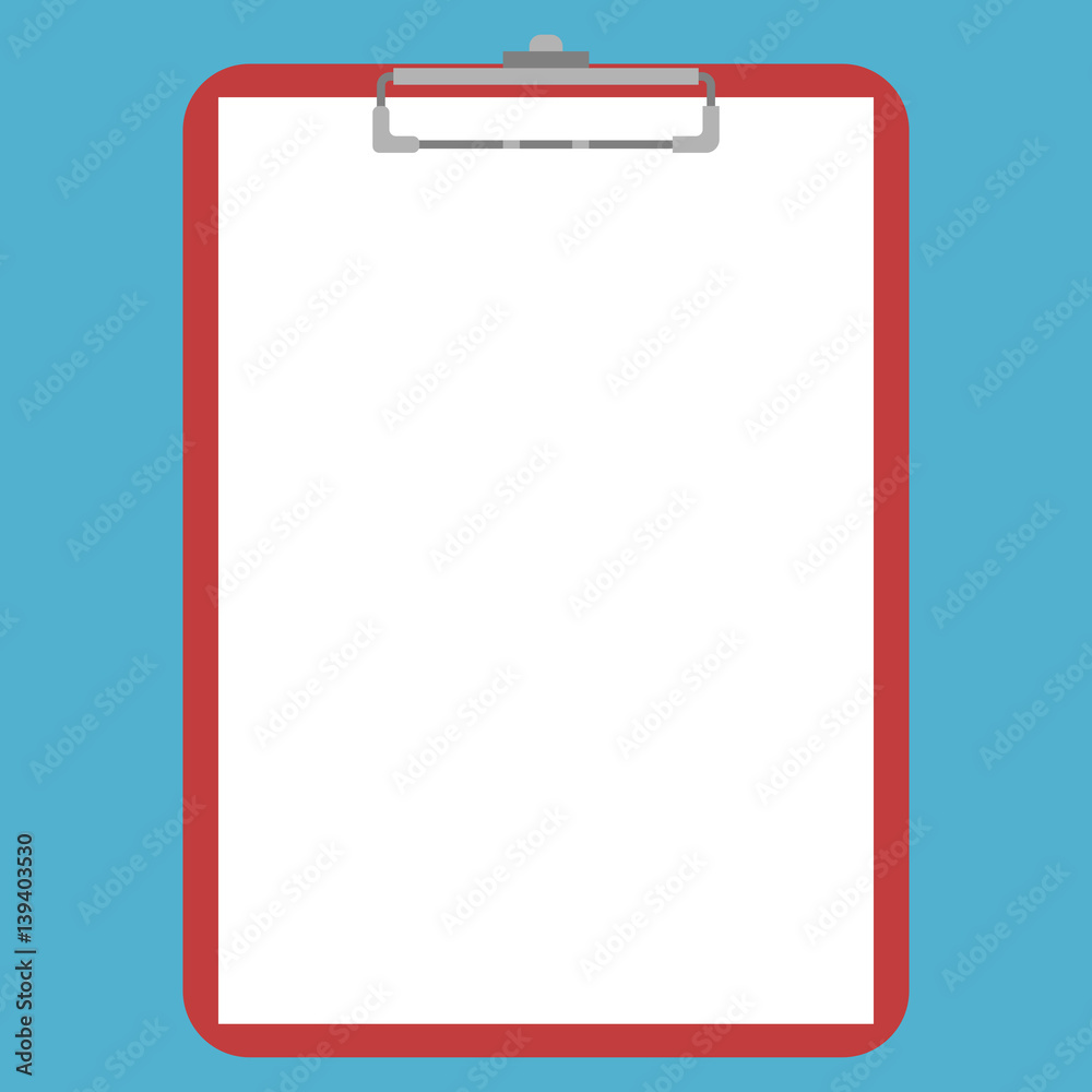 Red clipboard, white paper Red clipboard, white paper
