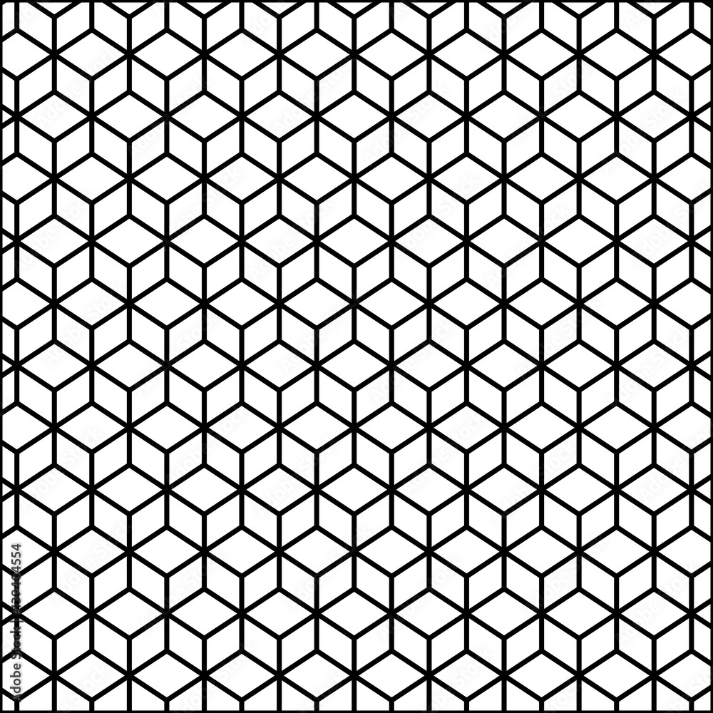 Fototapeta premium black contour line with hexagon pattern vector illustration