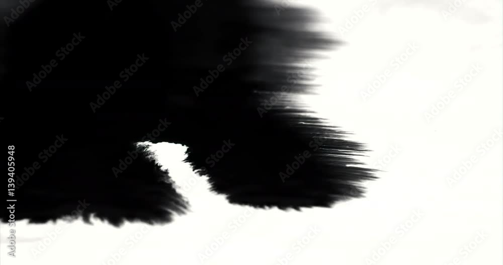 Amazing black ink spill running towards camera with pretty absorbing ink bleed