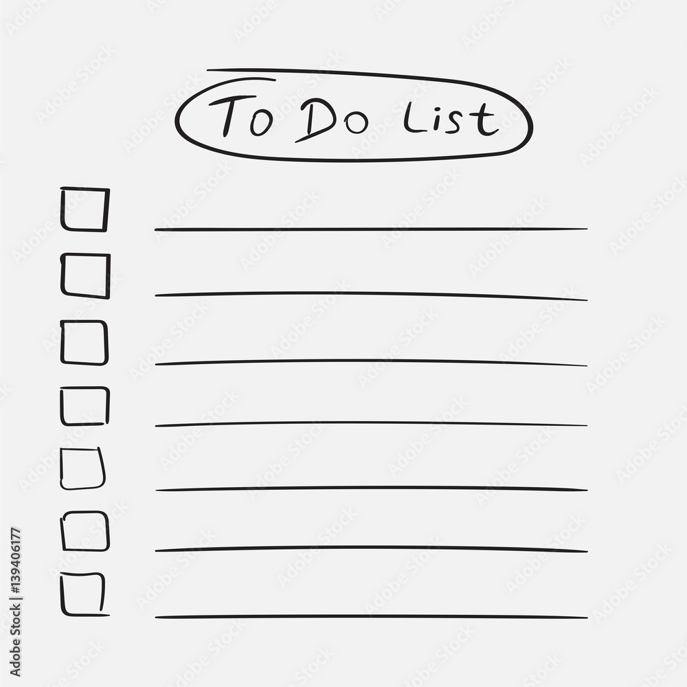 To do list icon with hand drawn text. Checklist, task list vector illustration in flat style on white background. - obrazy, fototapety, plakaty 
