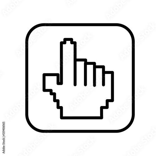 monochrome contour square with hand cursor icon vector illustration