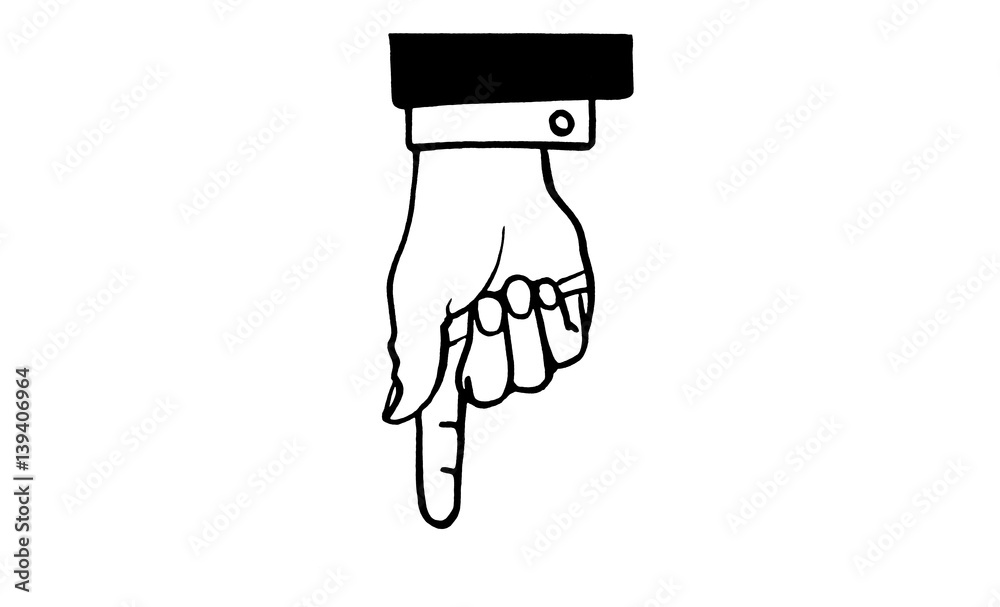 Blick Nach Links Unten Bedeutung Finger nach unten Stock-Illustration | Adobe Stock