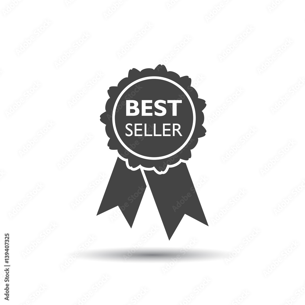 Best seller ribbon icon. Medal vector illustration in flat style on white background. Best seller ribbon icon. Medal vector illustration in flat style on white background.