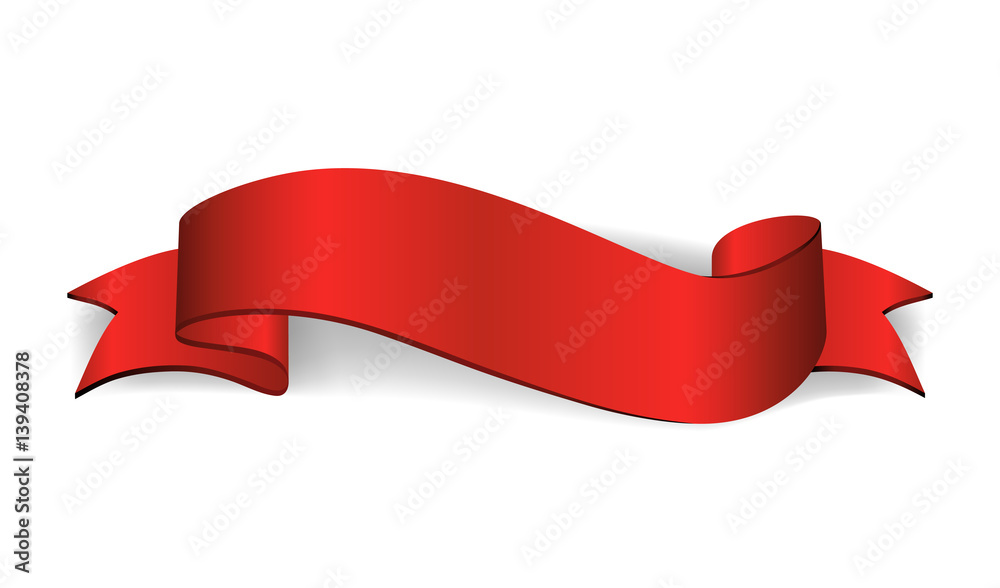 Red Ribbon Design On White Background Vector Illustration