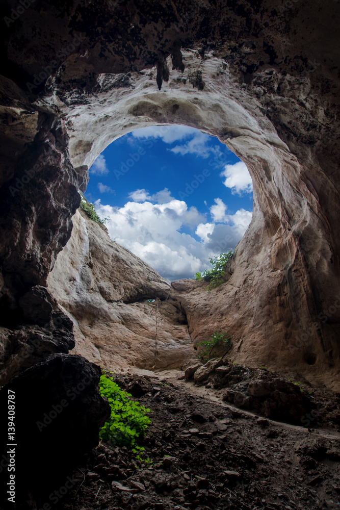 Exit from the cave to sky