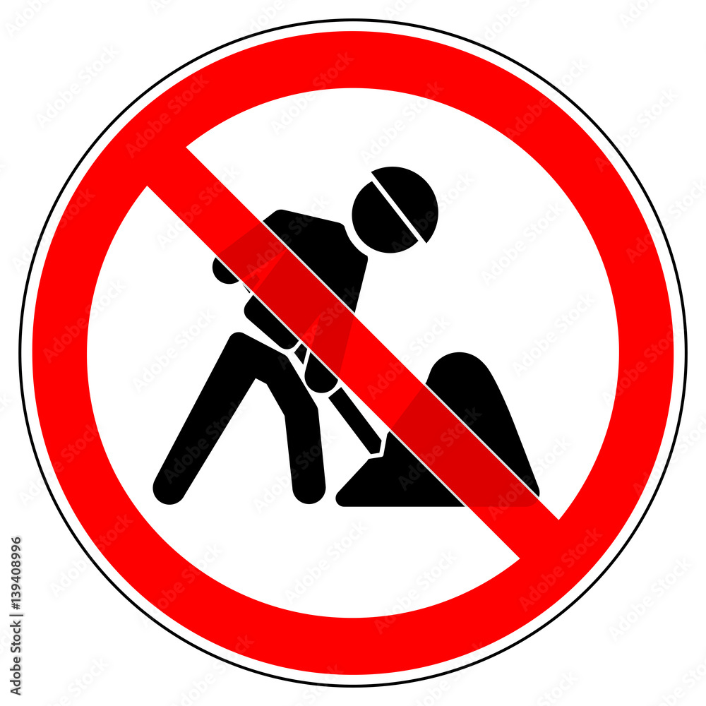 srr194 SignRoundRed german Verbotszeichen Bauverbot / Baustelle verboten / Bauarbeiten