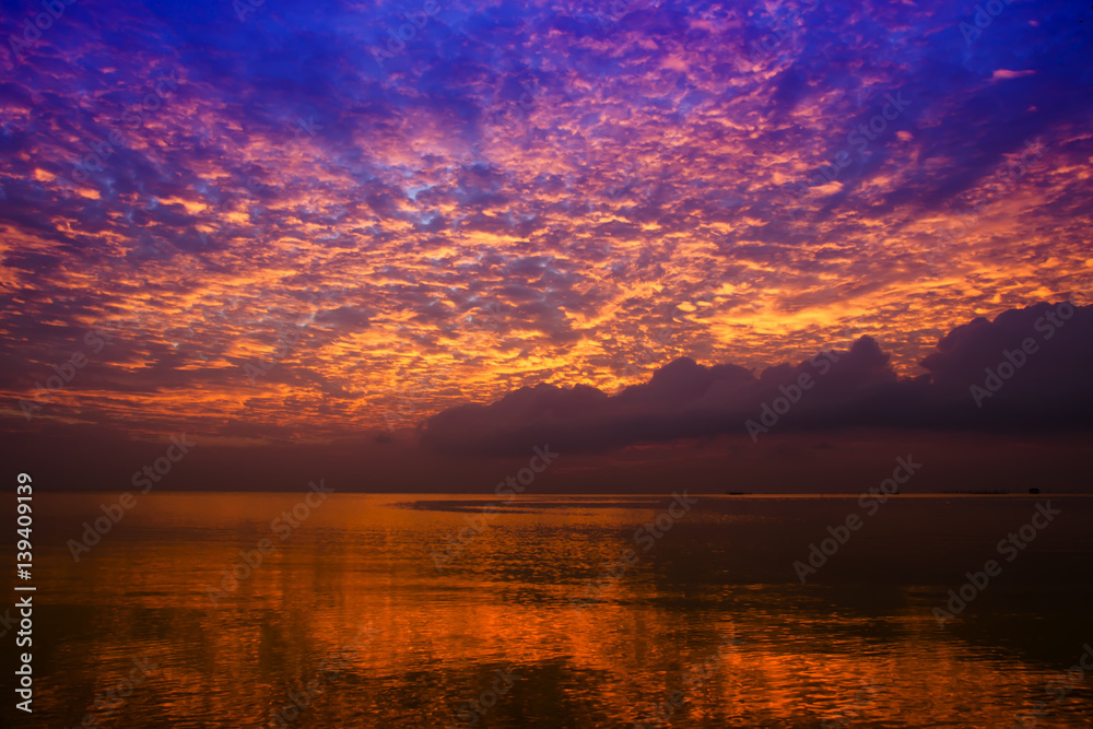 Beautiful sunset in the sea