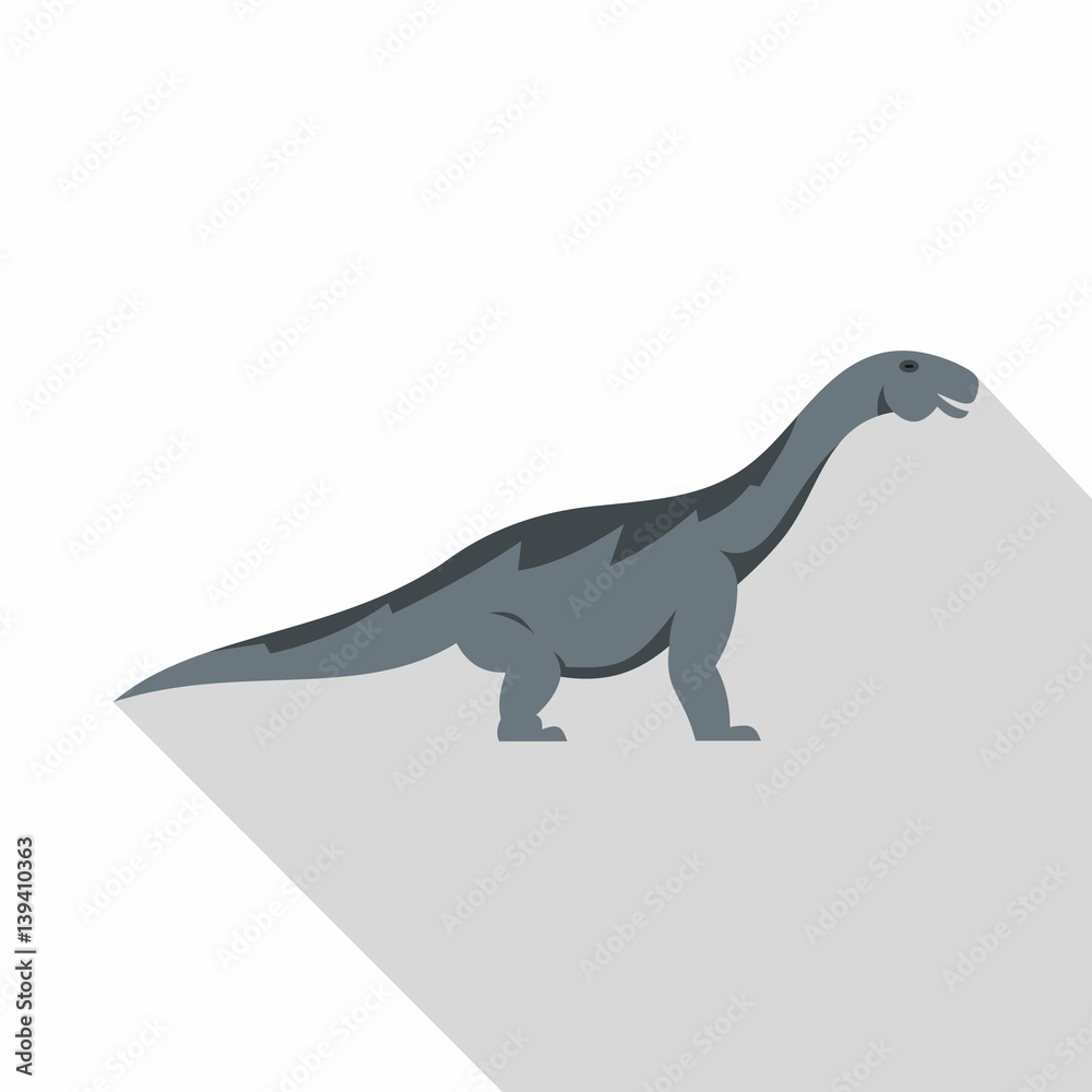 Grey titanosaurus dinosaur icon, flat style