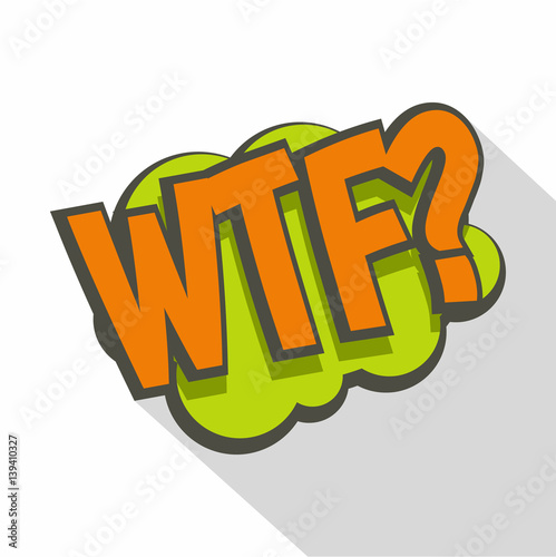 WTF  comic text sound effect icon  flat style