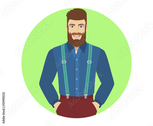 Hipster standing with hands in pockets