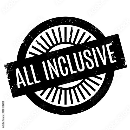 All Inclusive rubber stamp. Grunge design with dust scratches. Effects can be easily removed for a clean, crisp look. Color is easily changed.