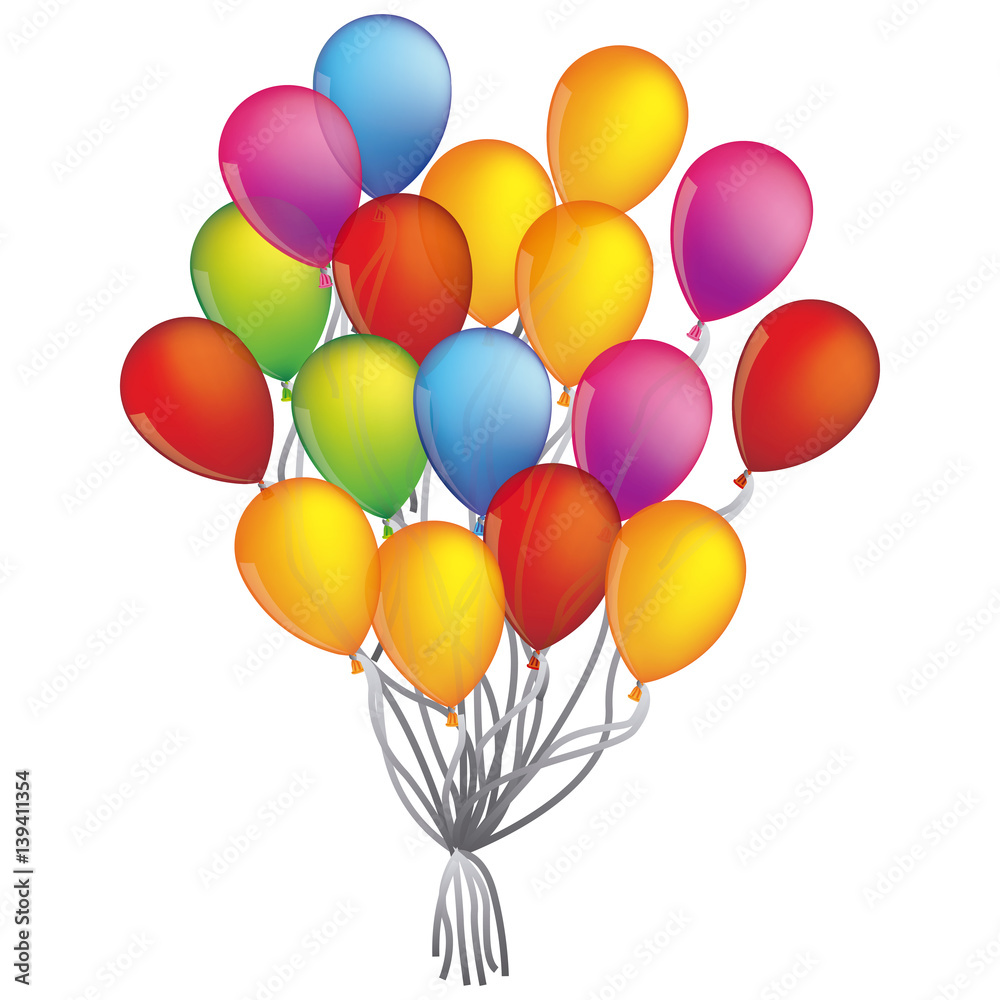 Colorful Bunch of Birthday Balloons Flying for Party vector illustration