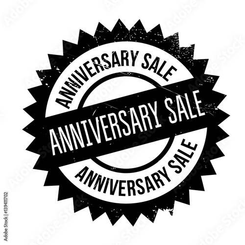 Anniversary Sale rubber stamp. Grunge design with dust scratches. Effects can be easily removed for a clean, crisp look. Color is easily changed.