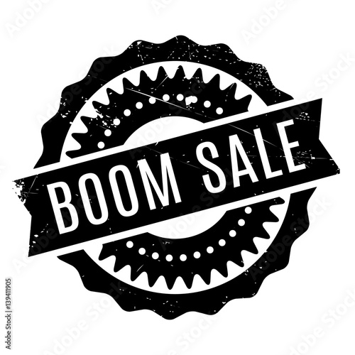 Boom Sale rubber stamp. Grunge design with dust scratches. Effects can be easily removed for a clean, crisp look. Color is easily changed.