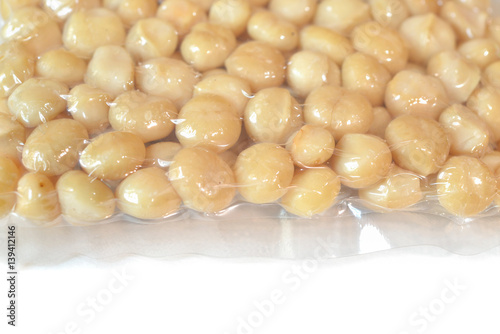 Macadamia nuts in a vacuum seal plastic bag