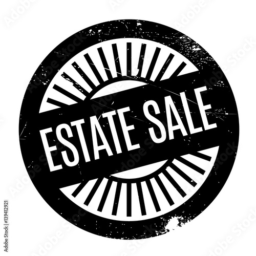Estate Sale rubber stamp. Grunge design with dust scratches. Effects can be easily removed for a clean, crisp look. Color is easily changed.