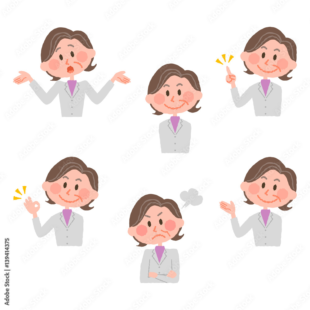 illustration of various facial expressions of a woman illustration of various facial expressions of a woman