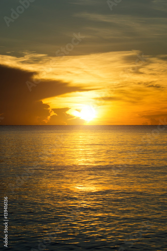 Sky and sunrise at sea in the morning of quiet.