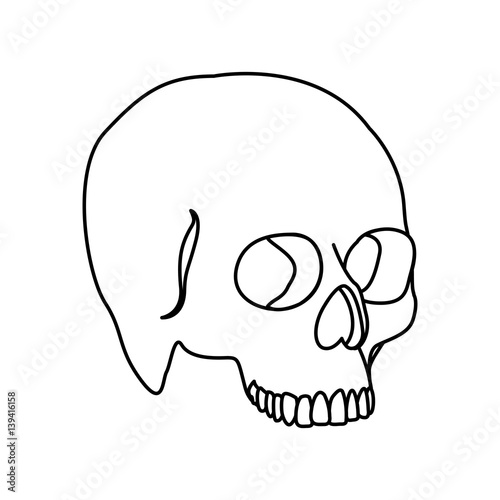 silhouette side view human skull icon flat vector illustration