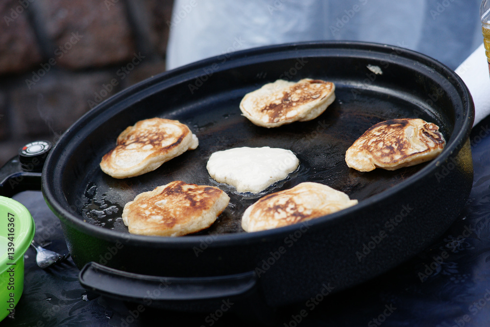 Fritters on a pan